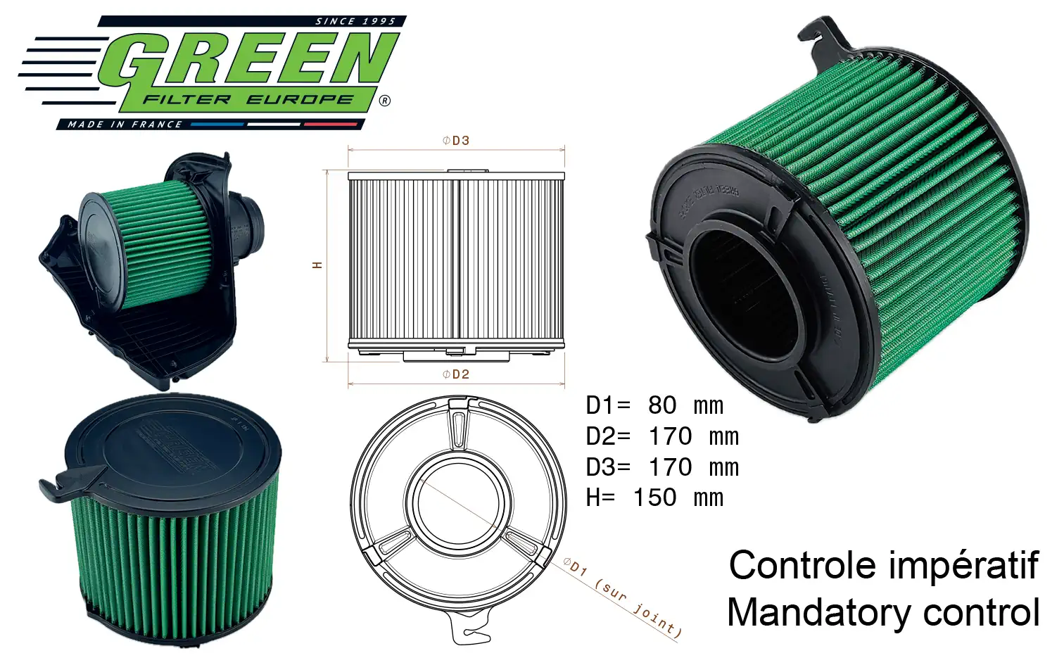 Filtre à air pour AUDI Q5 II (FYB) 35 TDI Mild Hybrid  (163 cv) années 11/19> ref. G791027