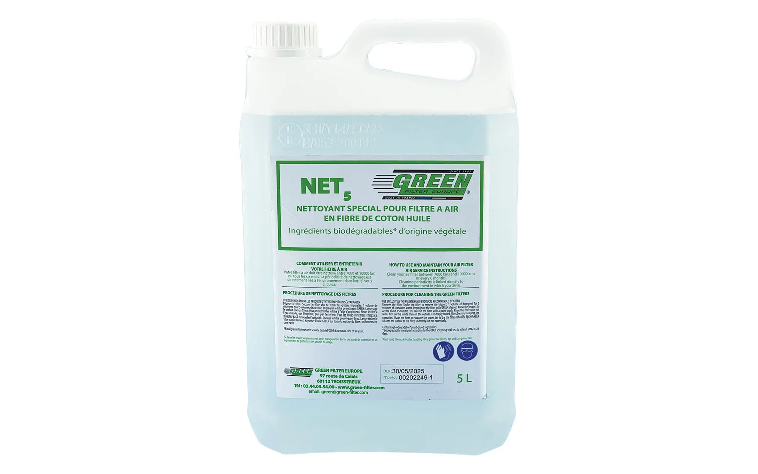 Nettoyant 5 litres pour filtre à air haute performance en coton