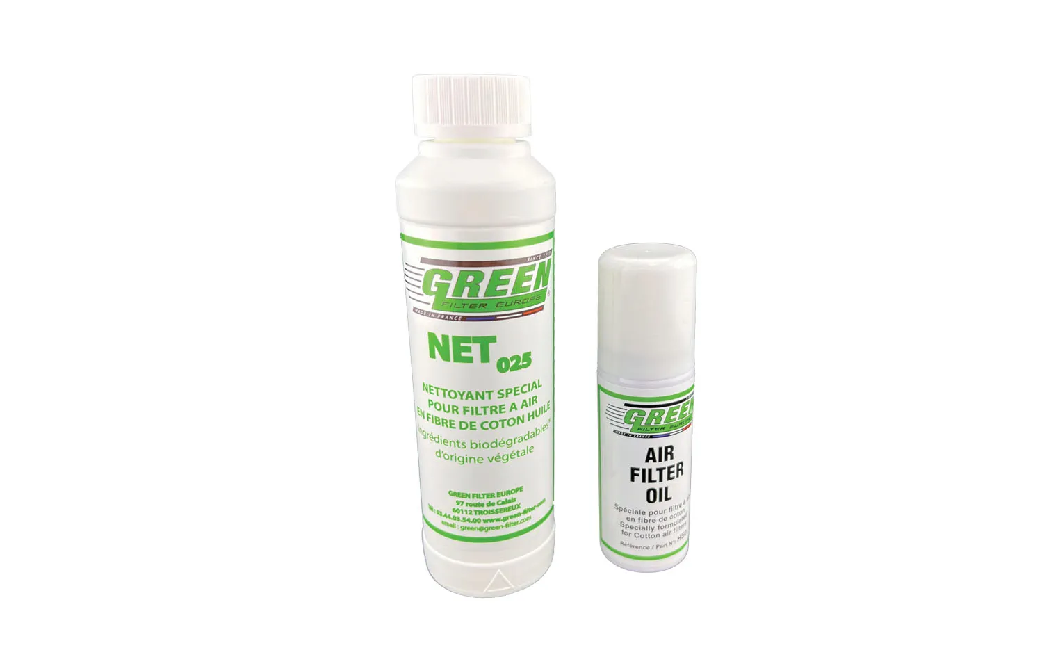 maintenance for green cotton-fibre air filters. Cleaner 0.5 liter + Impregnating oil 50 ml